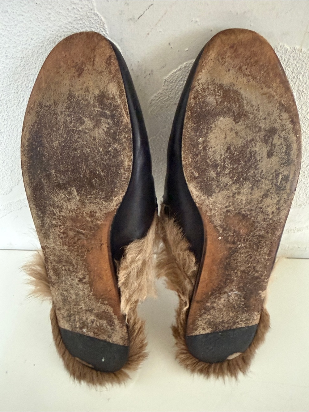 Gucci Black Leather Fur-Lined Horsebit Slipper Mules Size 6 - Picture 12 of 13